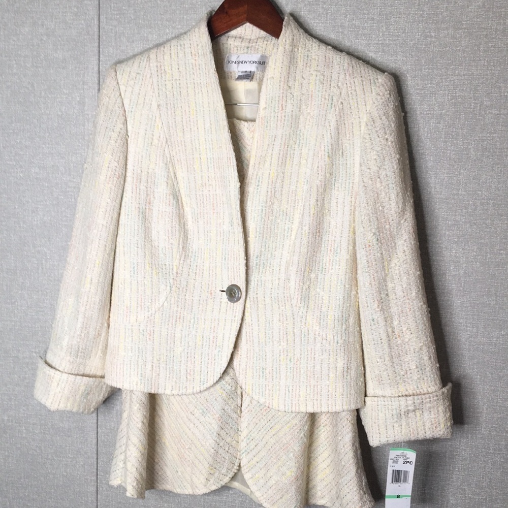 Vintage NWT Jones New York Skirt Suit Cactus Flower Kaki Multicolored 2 pc